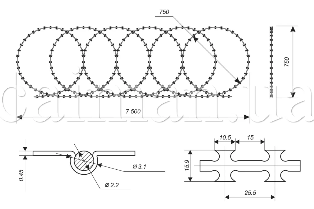 Diagram Concertina 750 flat barrier
