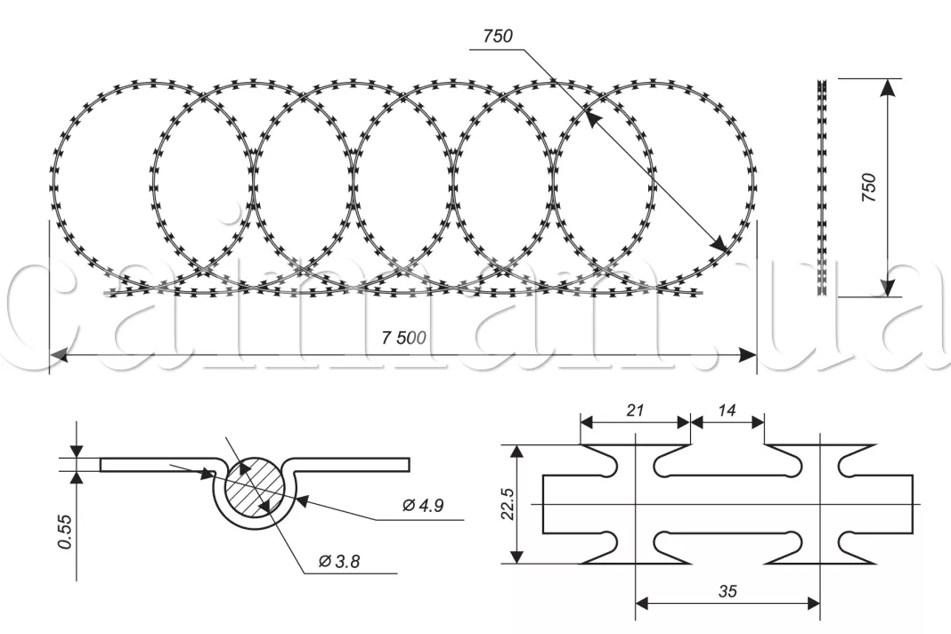 Diagram of Egoza-Super 750 flat barrier
