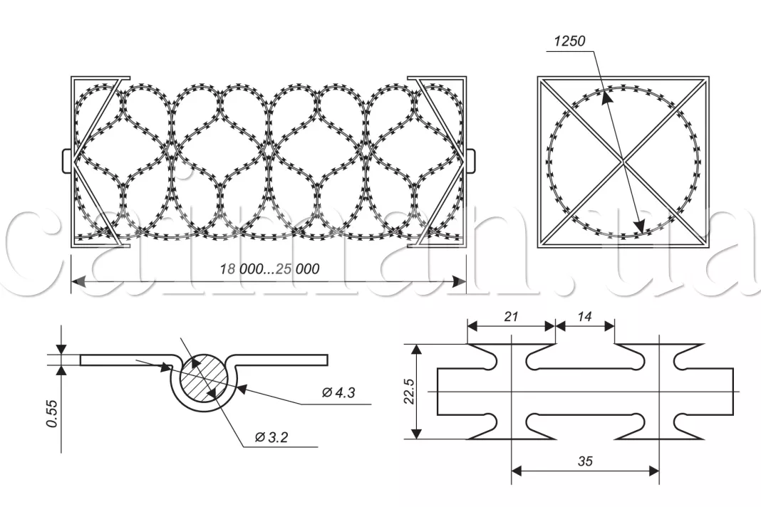 Diagram of the rapid deployment barrier Egoza-Alligator-1250/9