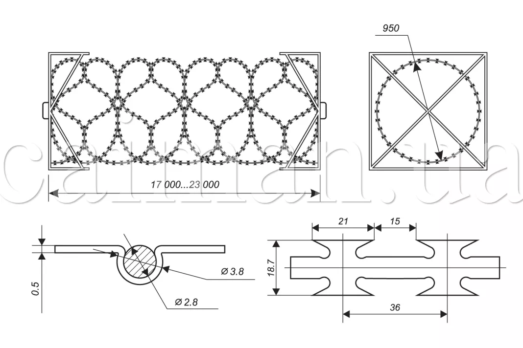 Diagram of the rapid deployment barrier Egoza-Caiman 950/7