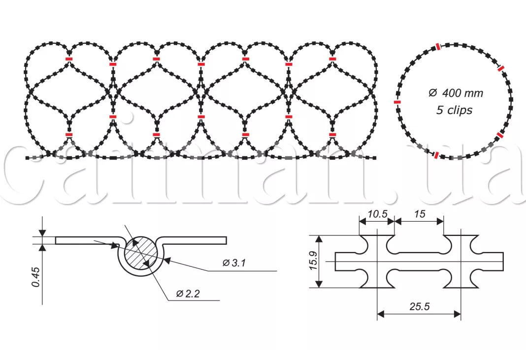 The scheme of the Concertina 400/5 razor wire barrier