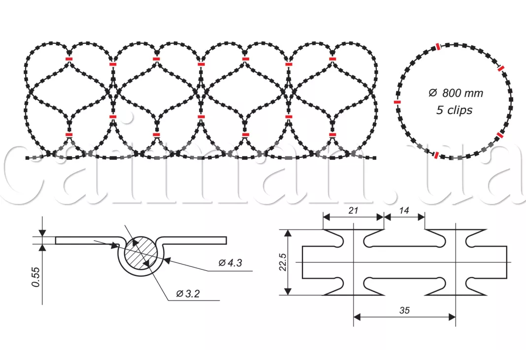 Diagram of the Egoza-Alligator 800/5 concertina wire barrier