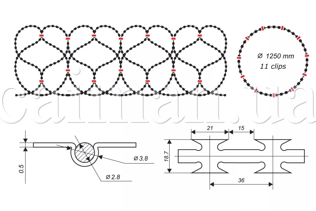 Scheme of the Egoza-Caiman 1250/11 concertina wire barrier