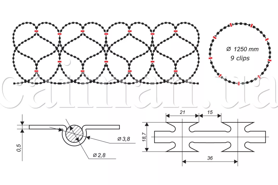 Schema der Egoza-Caiman 1250/9-Nato-Drahtbarriere