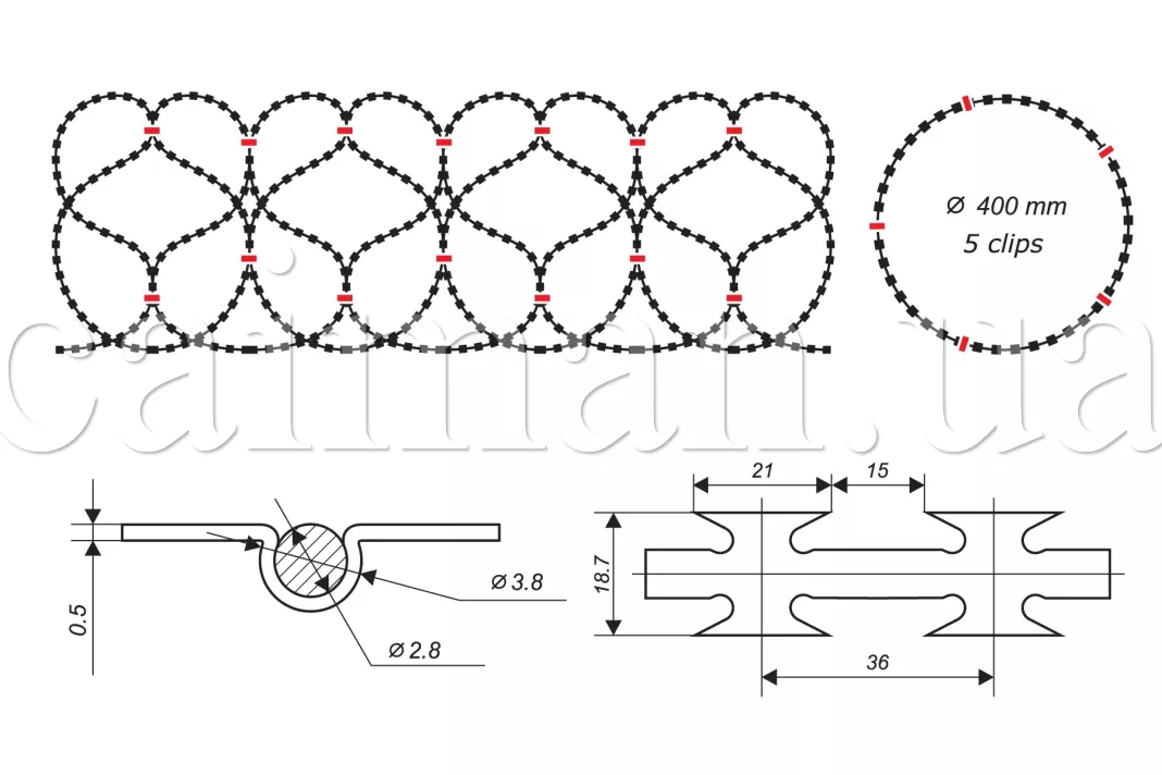 Diagram of the Egoza-Caiman 400/5 concertina wire barrier