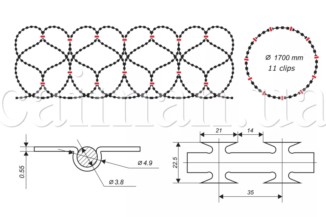 Diagram of the concertina wire barrier Egoza-Super 1700/11