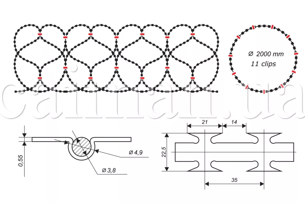 Diagramm der Egoza-Super 2000/11-Nato-Drahtbarriere