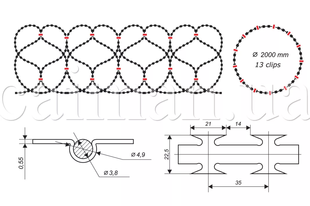 Diagramm der Egoza-Super 2000/13-Nato-Drahtbarriere