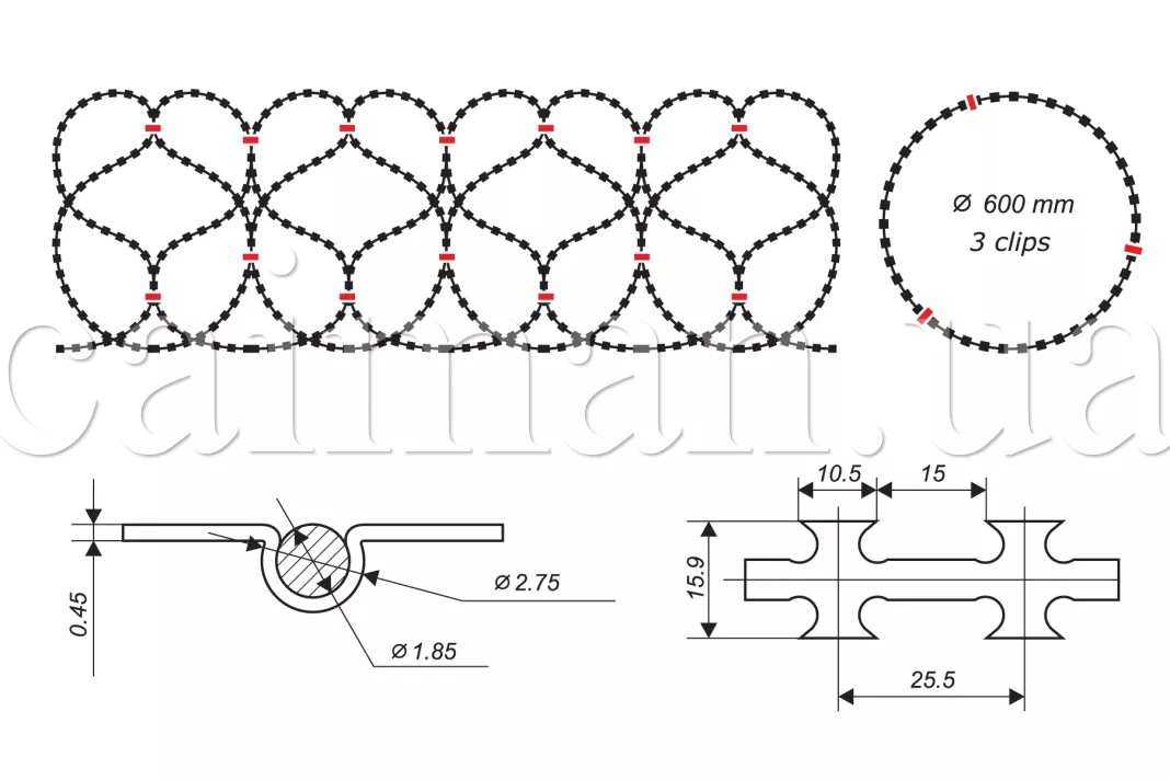 The scheme of the Gyurza concertina wire barrier 600/3